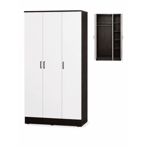 WD-3410-WGWH 3 DOORS WARDROBE-WENGE WITH WHITE WD-3410-WGWH 3 DOORS WARDROBE-WENGE WITH WHITE
